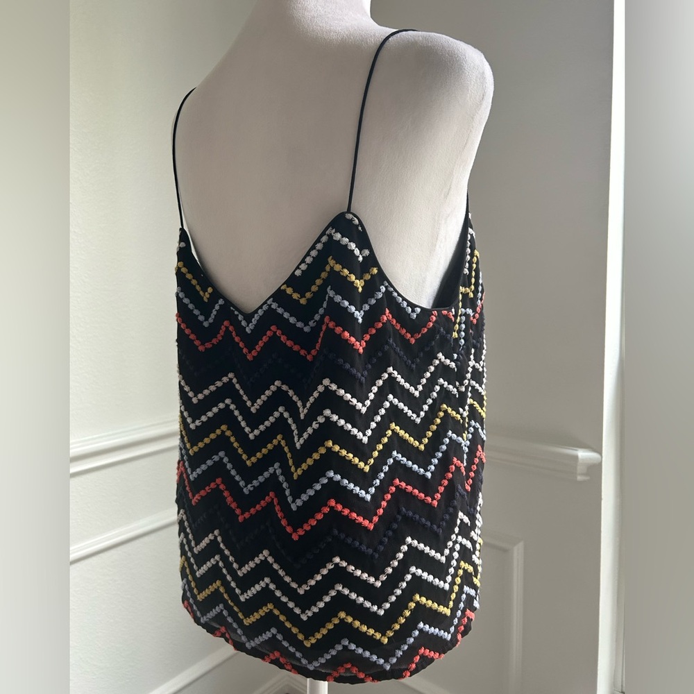 Wayf Chevron Multi Colored Patterned Black Top, S… - image 2